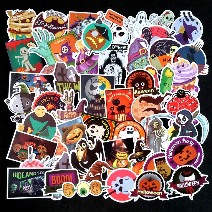 Bộ Sticker dán cao cấp chủ đề HALLOWEEN - Dùng dán Xe, dán mũ bảo hiểm, dán Laptop...