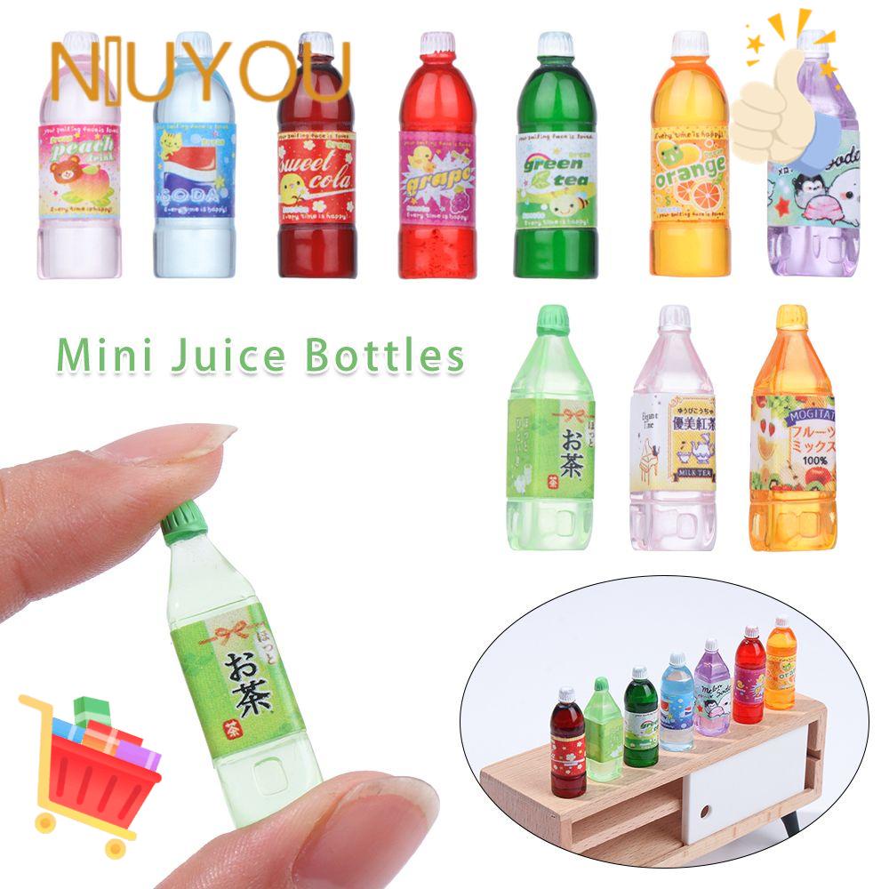 NIUYOU Kids Gift Toys Dollhouse Miniature Food Shooting Props Drink Bottle Mini Juice Bottles 10 Styles Play House Dolls Accessories ob11 Model Miniatures Decoration Simulation Drinks