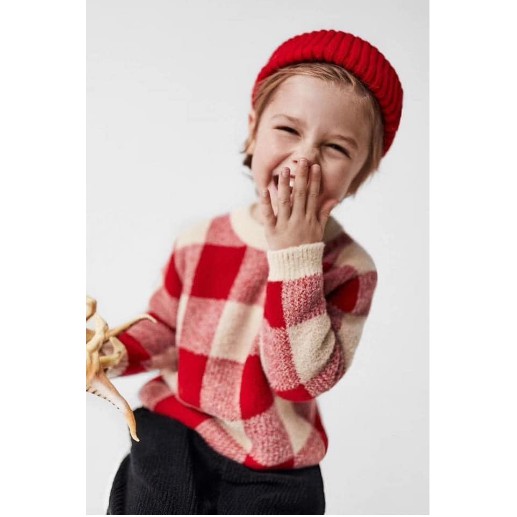 Áo len kẻ Caro màu đỏ mịn đẹp