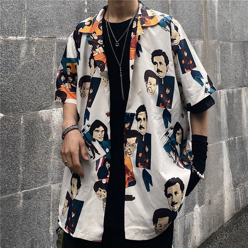 Áo sơ mi nam ngắn tay form rộng họa tiết nổi bật | BigBuy360 - bigbuy360.vn