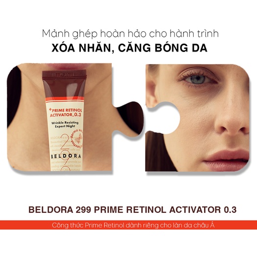 Kem Dưỡng Retinol Trẻ Hoá, Xoá Nếp Nhăn, Căng Bóng Da 0.1/0.3%0.5%1.0% Beldora 299 Prime Retinol Activator 35ml