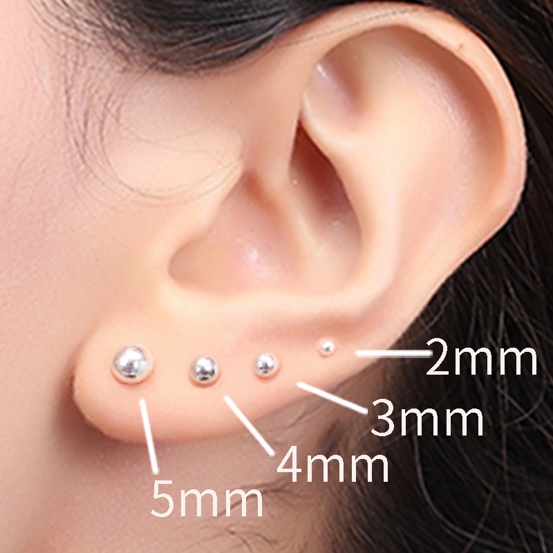 Đôi bông tai xỏ hạt mạ bạc s925 đơn giản thời trang cho nữ