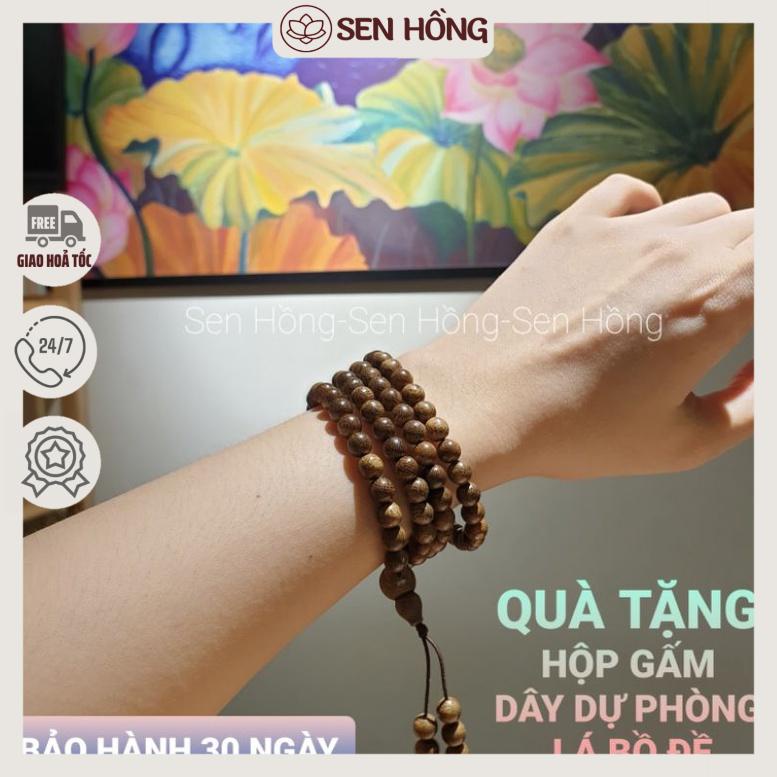 Vòng Tay 108 hạt Trầm Hương TẶNG HỘP GẤM - chuỗi 108 hạt trầm tốc vườn đeo tay nam nữ quấn 3-4 vòng. chuỗi hạt niệm Phật