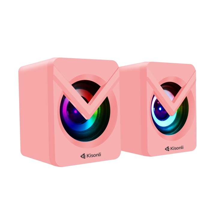 Loa vi tính 2.0 mini Kisonli L-1040 led RGB - hồng siêu kute (hồng) Phụ kiện 1986