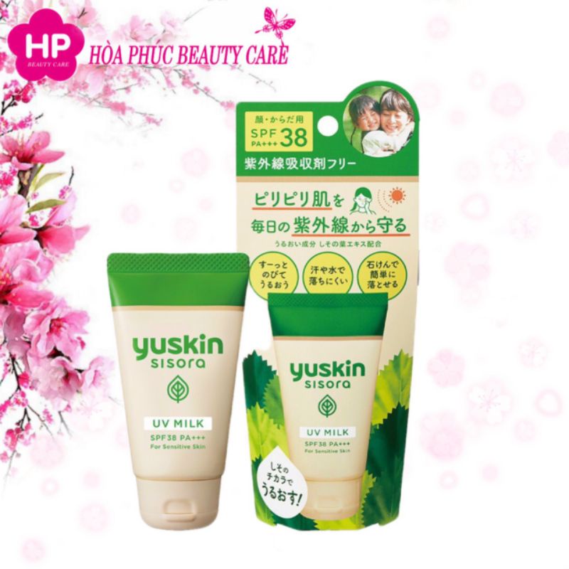 Sữa Chống Nắng Yuskin Sisora UV Milk Chiết Xuất Lá Tía Tô (Tuýp 40g​)