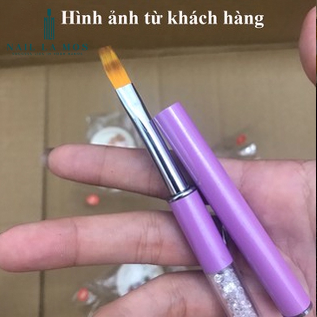 Cọ ombre cán đá sang chảnh - Cọ ombre đầu dẹt, lông thưa chuyên dụng cho dân làm móng