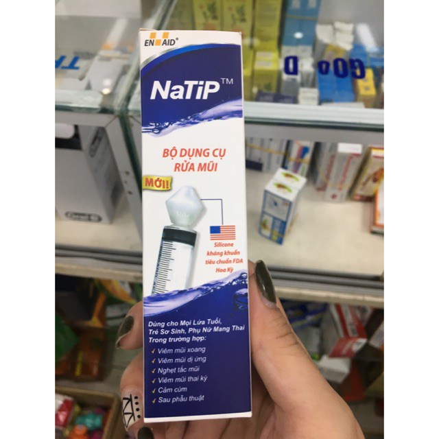 Bộ dụng cụ rửa mũi NATIP USA, cho trẻ em và người lớn đầu silicon đạt FDA Hoa Kỳ và được Bộ Y Tế - Trung Đông Pharmacy