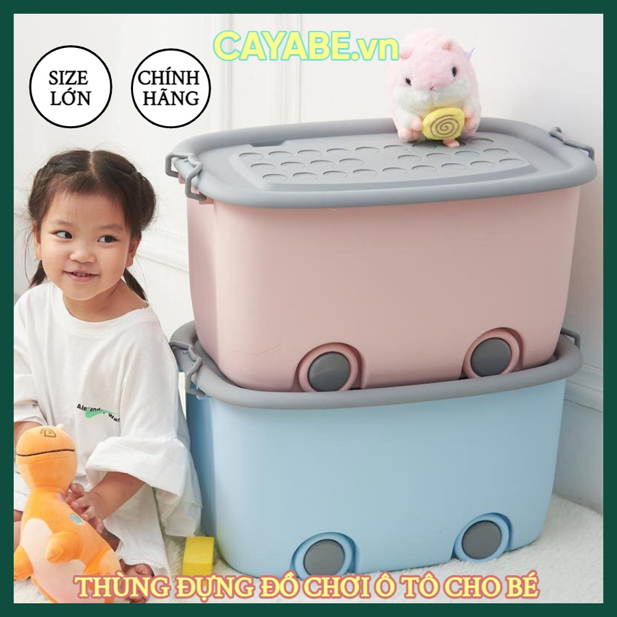 Thùng đựng đồ chơi cho bé, quần áo, thú bông FINLEY SIZE LỚN hình xe ô tô, cánh cụt có bánh xe tiện lợi, bàn chơi lego
