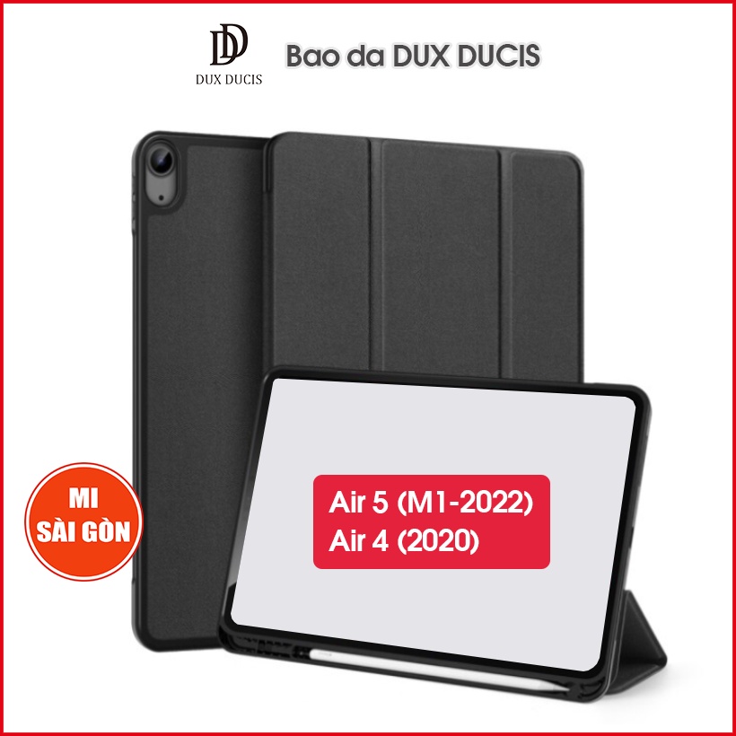 [Hỏa Tốc HCM] Bao da DUX DUCIS iPad Air 5 (M1-2022)/ Air 4 (10.9 inch-2020) (DOMO SERIES) - Có ngăn đựng bút - Đen