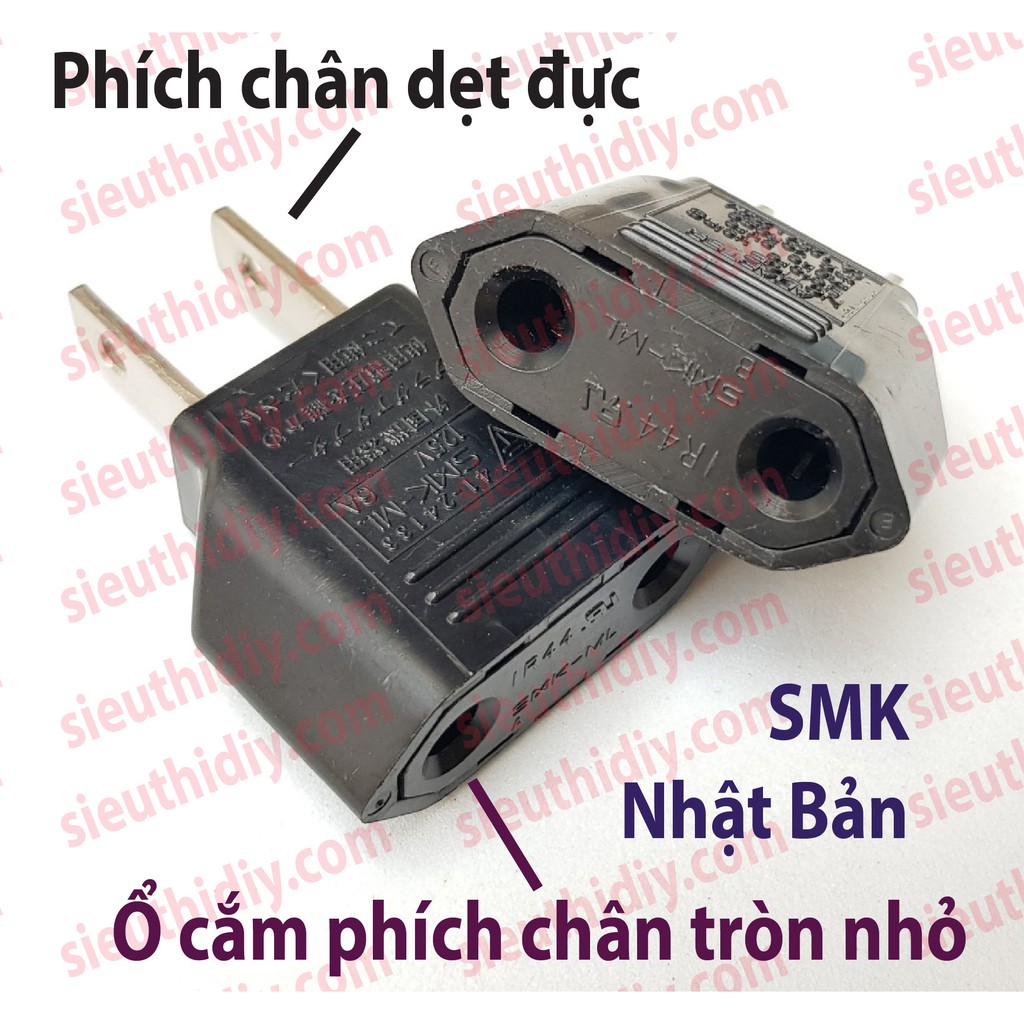 Phích Chuyển Chân Dẹt Chuẩn Nhật,Mỹ Ra Lỗ tròn nhỏ