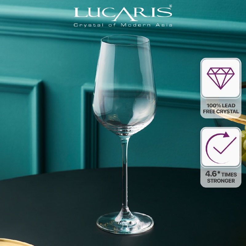 Bộ 6 Ly Uống Rượu Vang Trắng Pha Lê Cao Cấp Lucaris Chardonnay 425ml Nhập Khẩu Chính Hãng Không Chì - Hongkong S04CD15