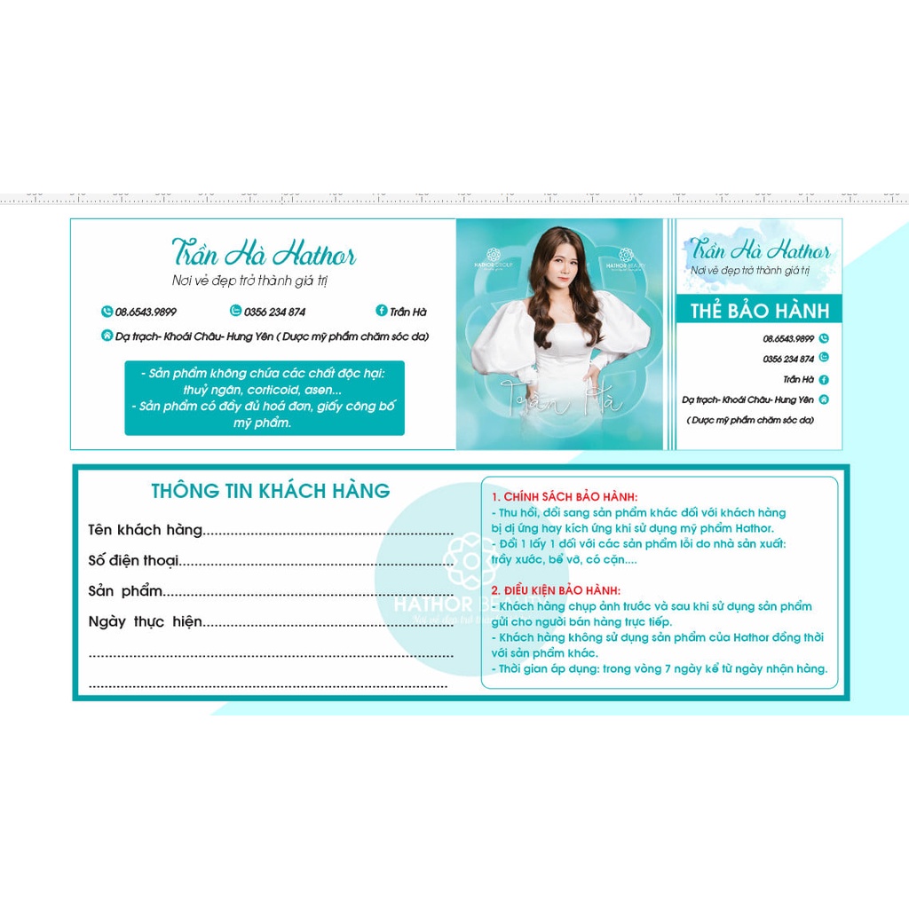 IN 1000 card đôi / voucher / phiếu liệu trình / lưu ý phun xăm
