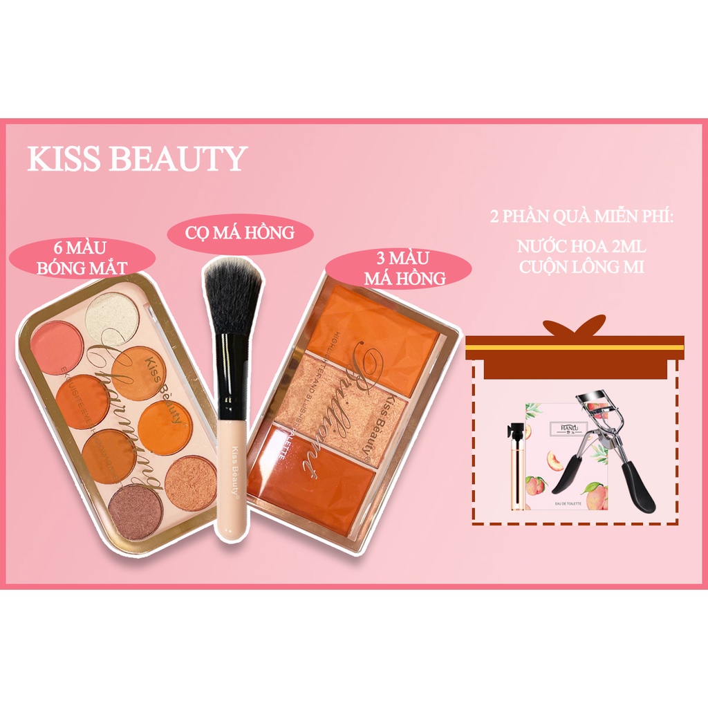 Thích hợp cho người mới bắt đầu Bộ 3 mỹ phẩm KISS BEAUTY -Tặng kèm bao bì hộp quà-(KB-YY15+KB-XS01+JMJ0001)