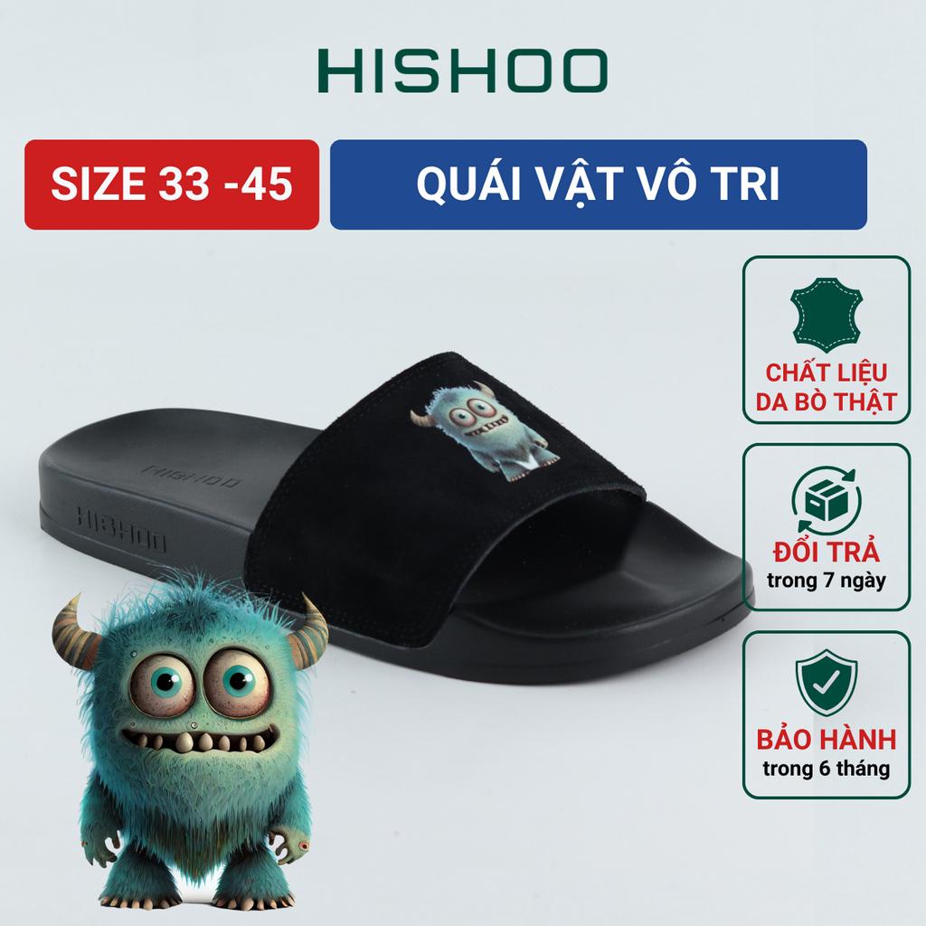 Dép quai ngang slipper cho bé trẻ em BIG SIZE Quái Vật Vô Tri cao cấp nam, nữ HISHOO siêu nhẹ da bò size 33 - 44 U078