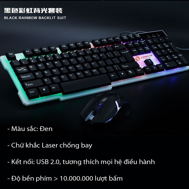 Bộ bàn phím và chuột LIMEIDE T11 chuyên Game Led 7 màu - VL