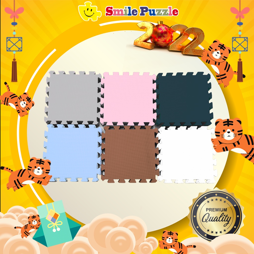 THẢM CHƠI CHO BÉ SMILE PUZZLE - ĐƠN MÀU PASTEL - KHÔNG MÙI - TIÊU CHUẨN CHÂU ÂU (10 miếng, kích thước 0,6mx1,5m)