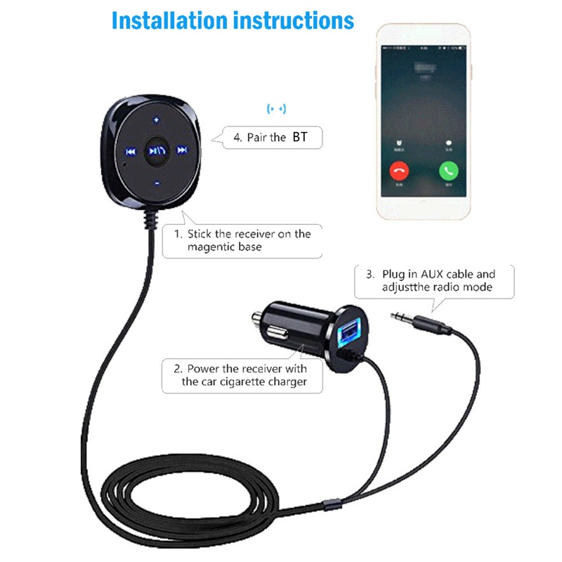 Tẩu Sạc USB Thuốc Lá Kết Nối Bluetooth Với Máy Nghe Nhạc MP3 Giắc Cắm 3.5mm Dành Cho Xe Hơi