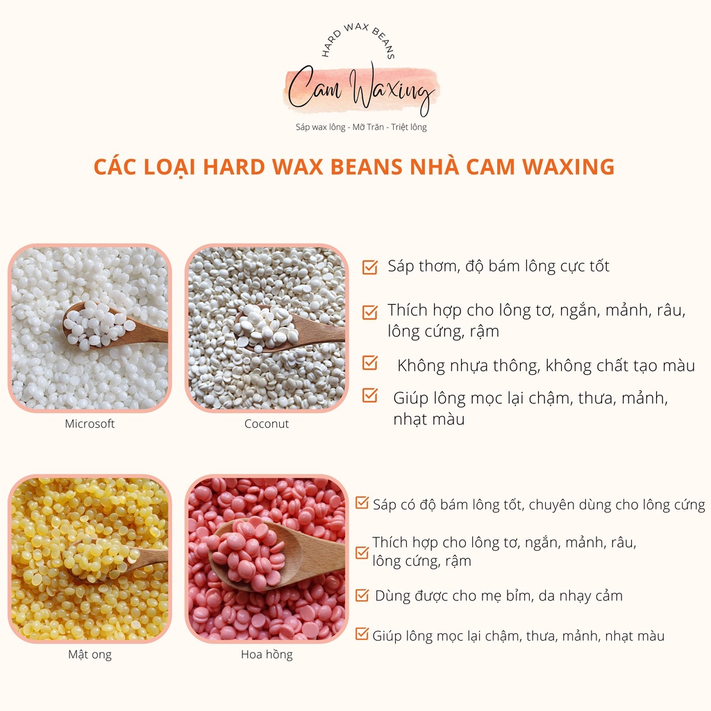 Combo Triệt Lông Vĩnh Viên Sáp Wax Lông Nóng Hard Wax Beans Và Chén Nấu Sáp Silicon Kèm Mỡ Trăn