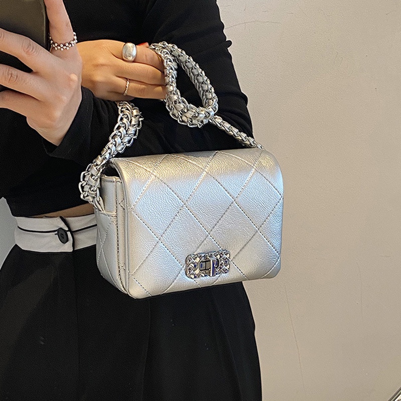 Túi đeo vai IELGY hình vuông cỡ nhỏ in họa tiết hình thoi thời trang cho nữ