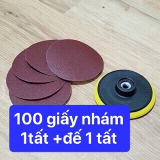 Combo 100 tờ nhám 100mm + 1 cái đế 100mm