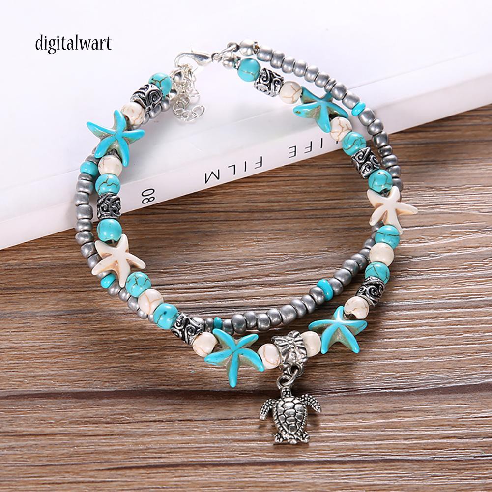 Vòng chân đính hạt họa tiết sao biển và rùa thời trang cho nữ | BigBuy360 - bigbuy360.vn