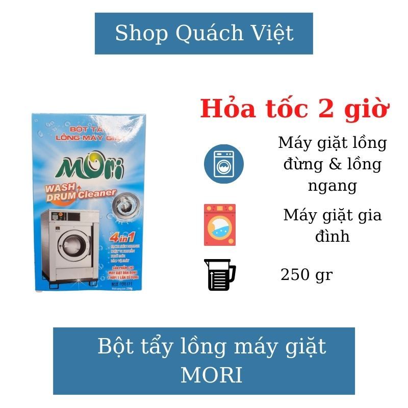 Bột tẩy lồng máy giặt MORI hộp 250g - đánh bay các cặn bẩn, mảng bám trong lồng máy giặt