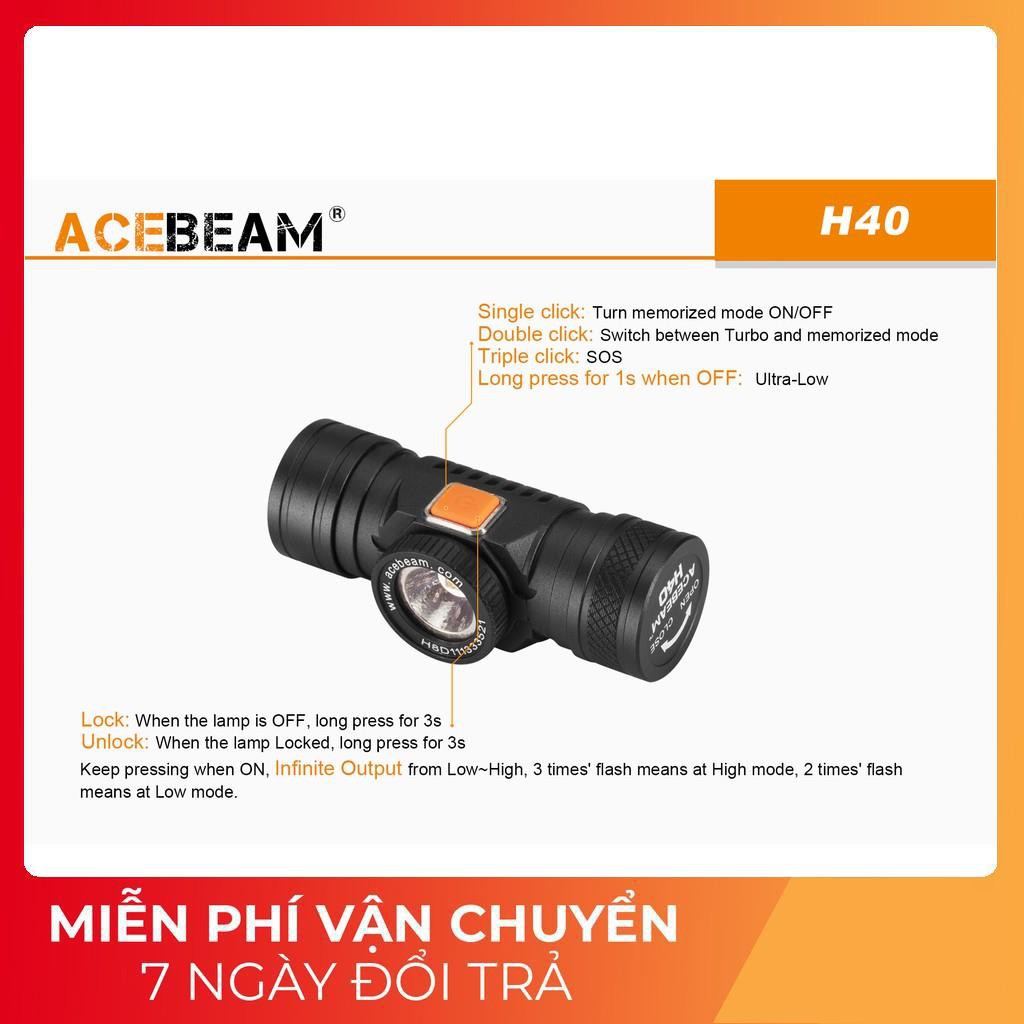 Đèn pin đội đầu ACEBEAM H40 độ sáng 1050lm chiếu xa 102m siêu nhỏ pin 14500 AA (không kèm) Đèn &amp; Đèn pin