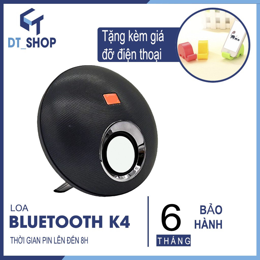 Loa bluetooth mini K4+ DTSHOP không dây nghe nhạc karaoke cao cấp âm thanh sống động pin dung cực lâu hỗ trợ cắm thẻ nhớ