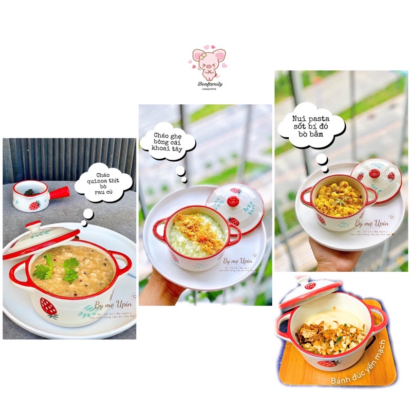 Chén Bát Ăn Dặm, Bát Decor Gốm Sứ Hình Nồi Có Nắp Dễ Thương 250ml Baby Galaxy Official