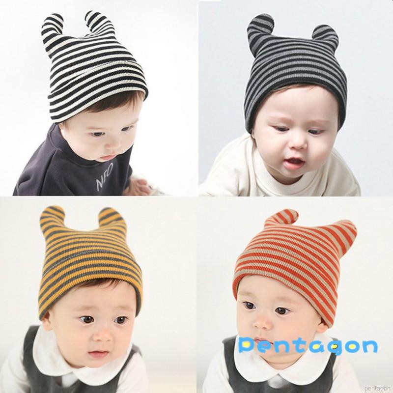 Mũ len beanie đính quả bóng xù đáng yêu cho bé