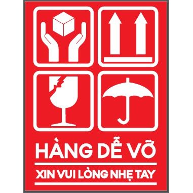 DECAL - TEM -  NHÃN HÀNG DỄ VỠ 100 TEM - KT: 60x40mm, 75x100mm - DẠNG TỜ