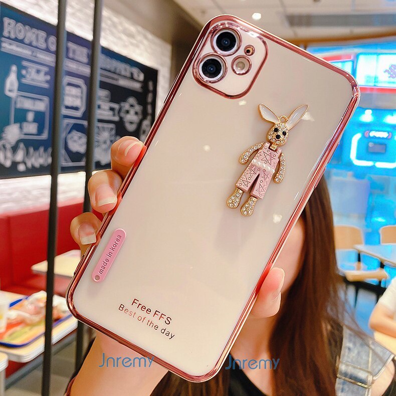 Ốp Điện Thoại Tpu Mềm Mạ Điện Hình Thỏ Hoạt Hình Cho Iphone 12 Pro Max 11 Pro Max 6 6s 7plus 8plus