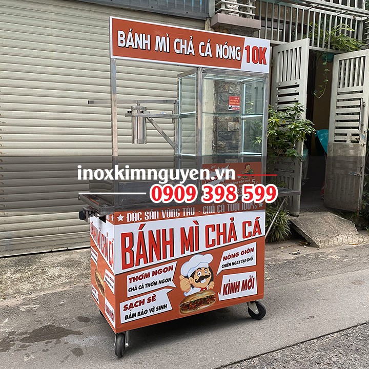 Xe đẩy bánh mì chả cá 1M