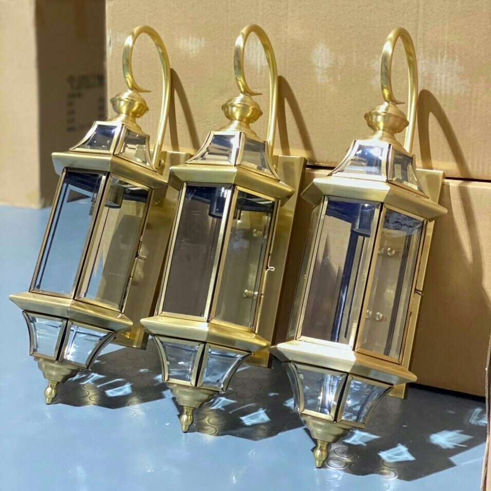 Đèn Tường Đồng Kính 0641 Trang trí cột tường ngoài trời và trong nhà Tặng kèm bóng led Edison ST64
