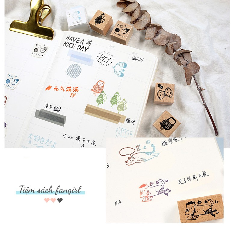 Con dấu stamp gỗ vintage retro