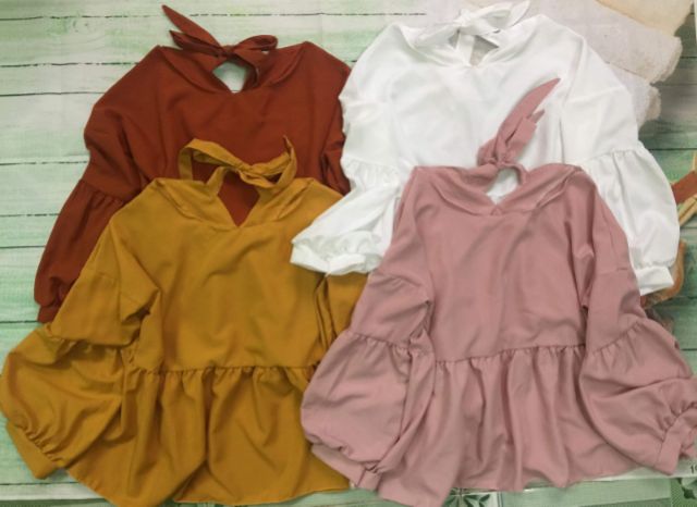 Áo baby doll cột nơ sau xinh. | BigBuy360 - bigbuy360.vn