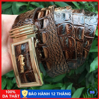 Thắt lưng nam da bò thật cao cấp, dây lưng nam da thật dập vân cá sấu, thắt lưng nam Khóa tự động mặt cá sấu - DLCS001