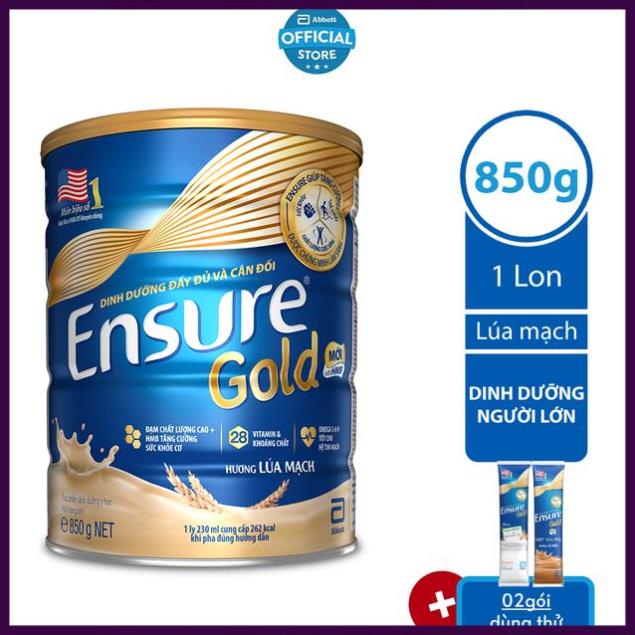 [Flash Sale] Sữa bột Ensure Gold Lúa mạch (HMB) 850g