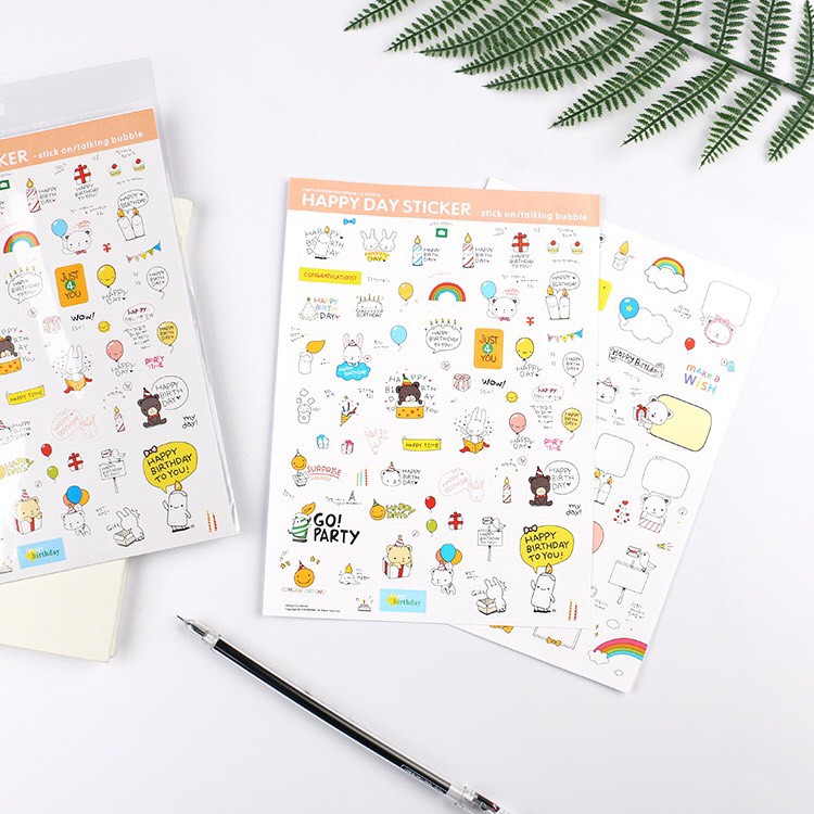 Bộ 2 tấm sticker thỏ Happy Birthday (ST06)