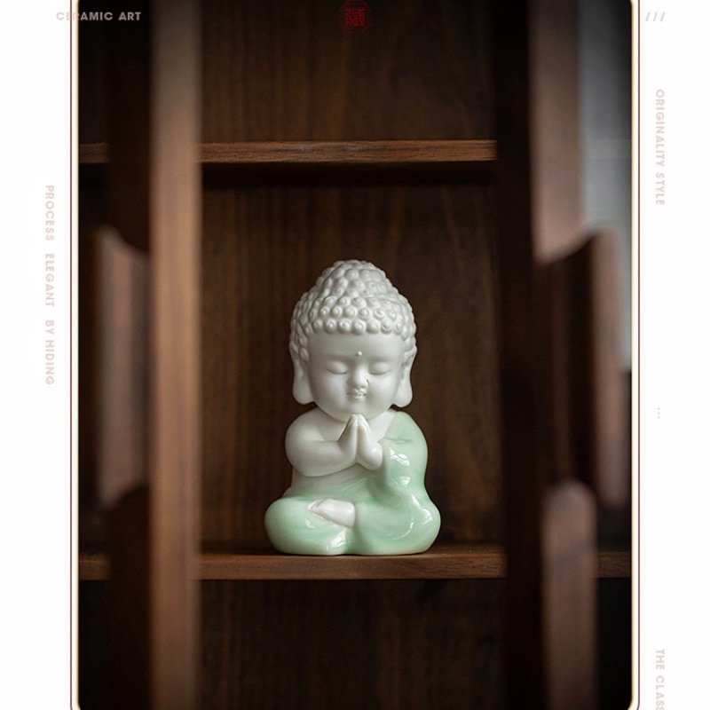 Tượng phật chibi mini gốm tráng men xinh xắn