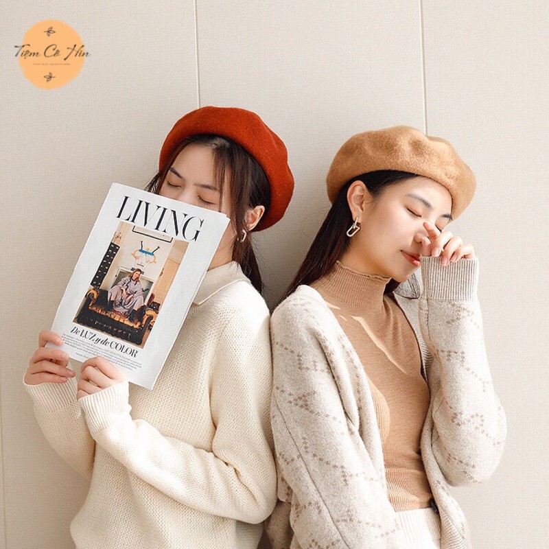 Mũ nồi beret dạ Tiệm Cô Hìn làm từ vải dạ đẹp dày mịn có dây điều chỉnh độ rộng nhiều màu sắc ship 1h lỗi 1 đổi 1