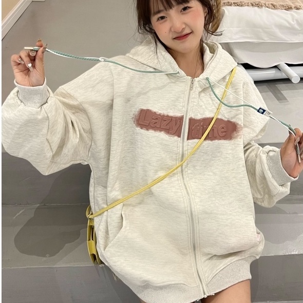 Áo Khoác Cardigan Tay Dài Có Nón In Họa Tiết Ngọt Ngào
