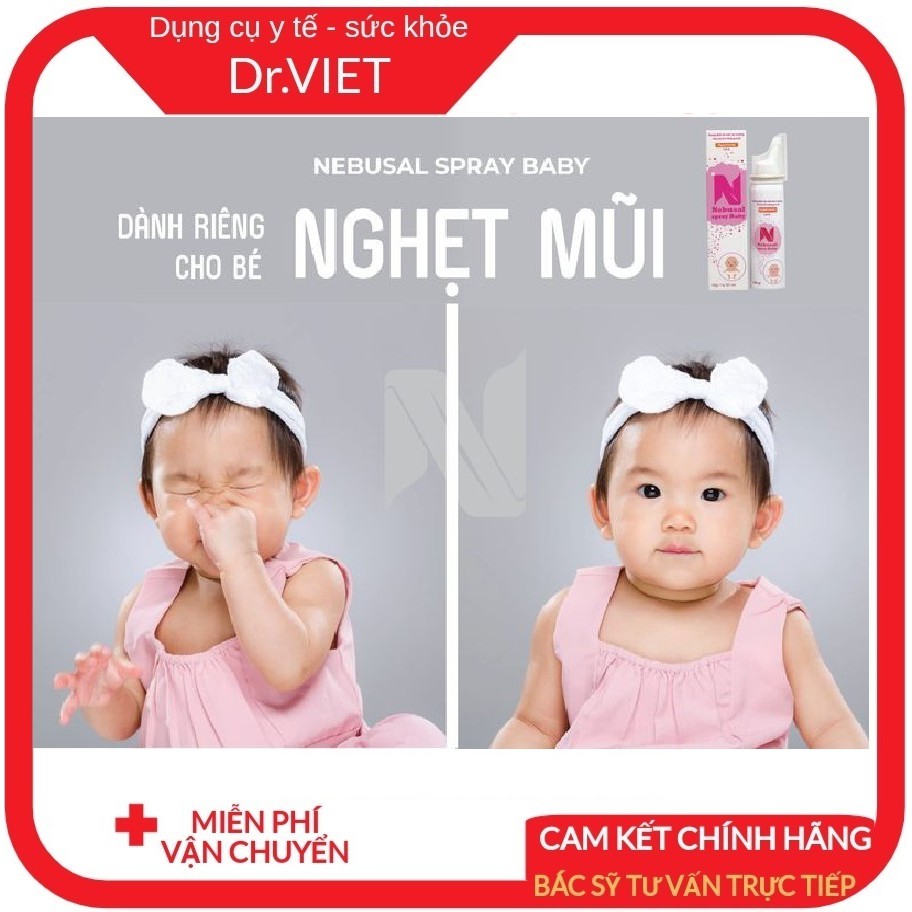 Nebusal spray Baby 1,9%_Dung dịch nước muối biển 1,9% làm sạch mũi, Nghẹt mũi, Sung huyết mũi cho trẻ em từ 3 tháng tuổi