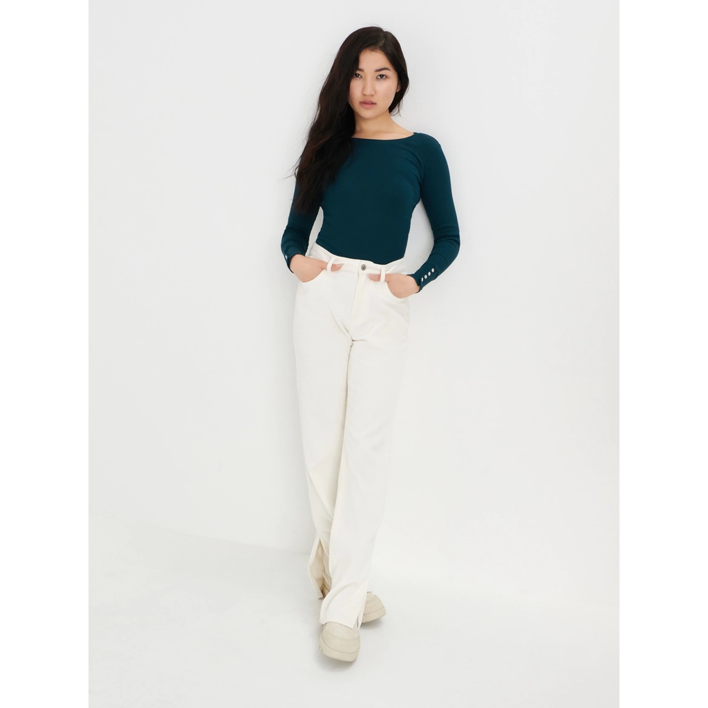 SINSAY Đức - Áo body tay dài cổ thuyền auth new tag cao cấp có sẵn màu xanh ngọc dark turquoise size XXS mã2107F-69X