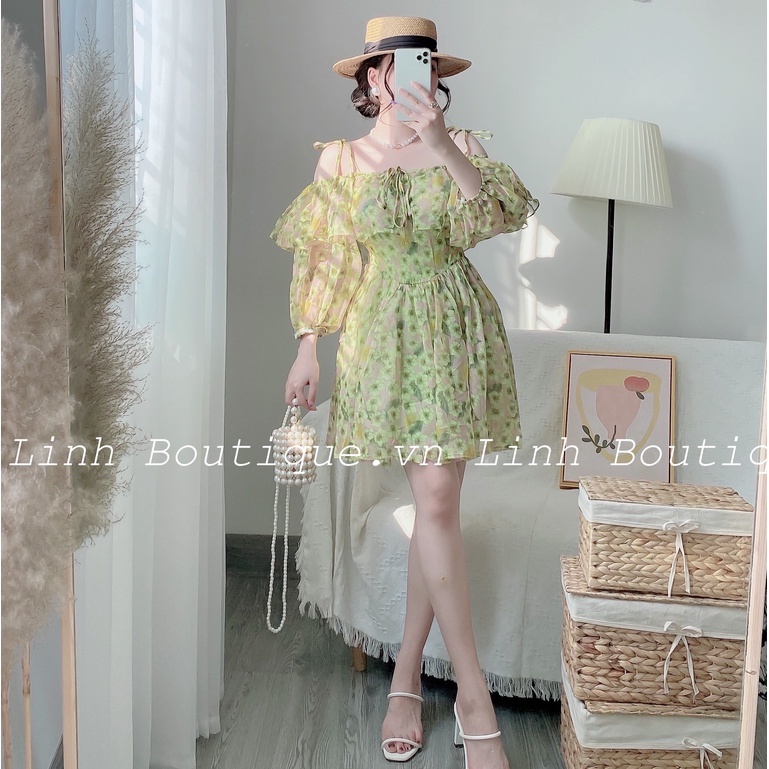 Váy nữ hoa nhí thiết kế tay phồng, Đầm thời trang đi tiệc, đi chơi V110 | BigBuy360 - bigbuy360.vn