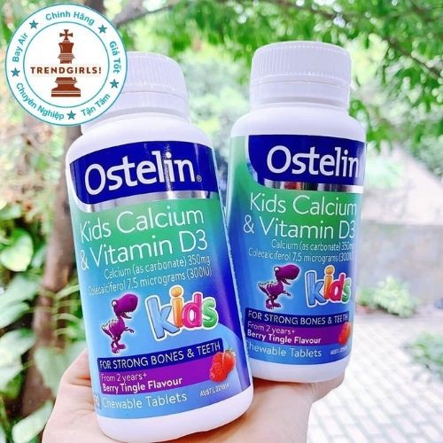 Viên nhai Vitamin D3 và Canxi cho bé 2 - 13 tuổi Kids Calcium & Vitamin D3 Ostelin Của Úc (90 viên) - Trend girls online