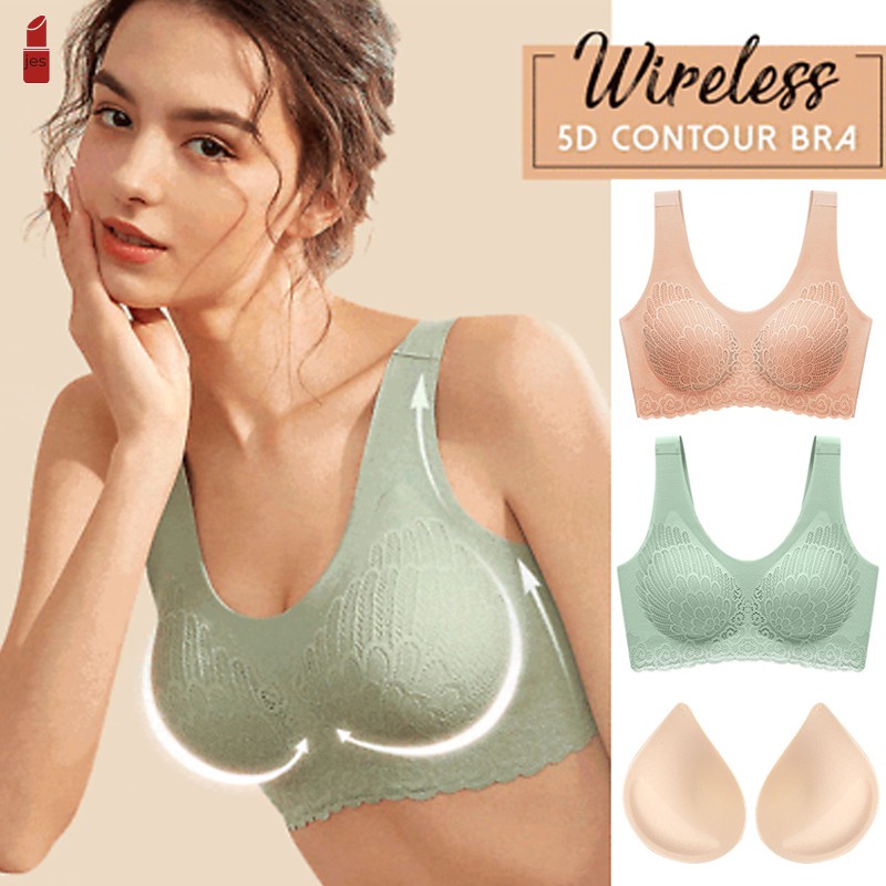 #may mặc# 5D Wireless Contour Bra Lace Breathable Underwear Seamless for Sports Yoga Running