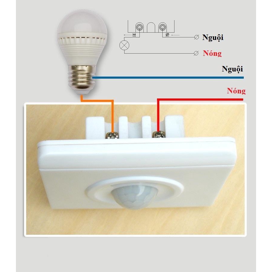 Công tắc cảm biến hồng ngoại âm tường độ nhạy cao, đui đèn cảm ứng hồng ngoại