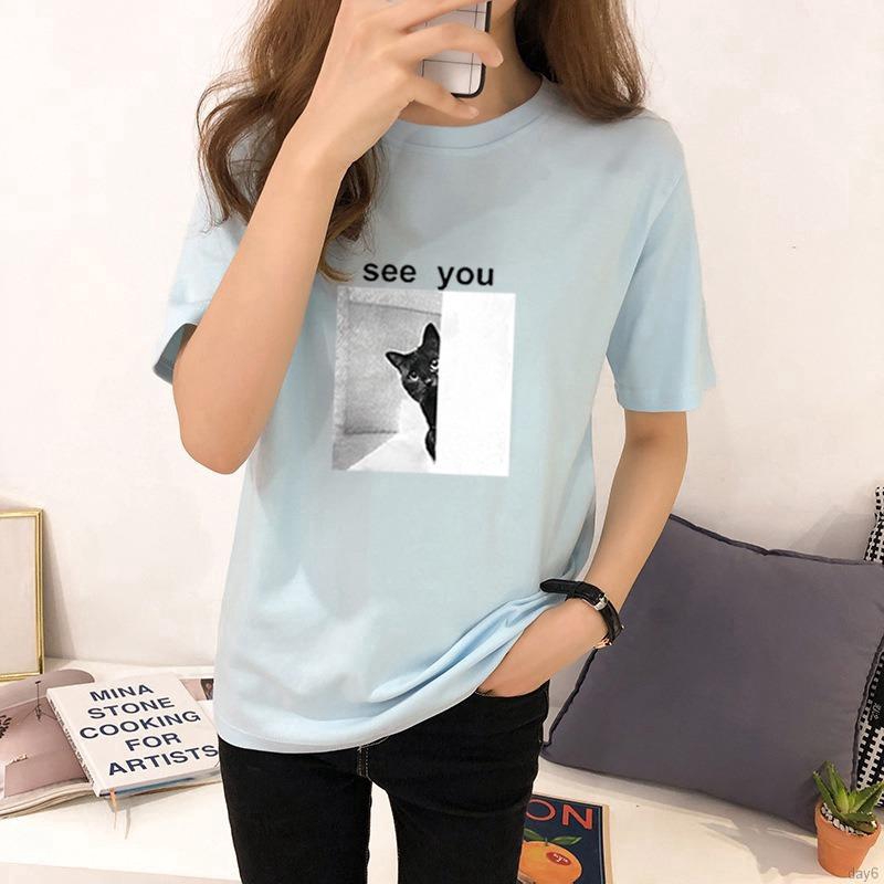 Áo thun form rộng cổ tròn ngắn tay kiểu Hàn Quốc cho nữ