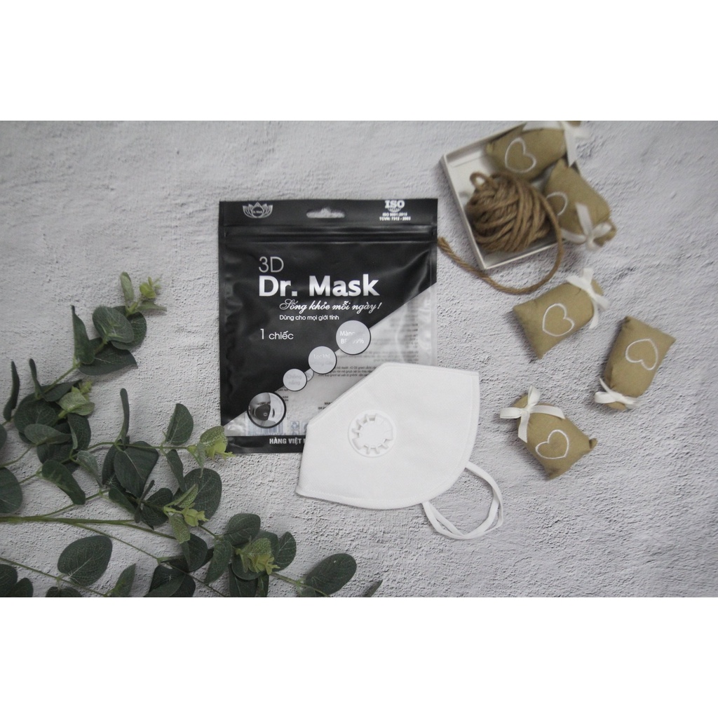 [Túi 1 Chiếc] Khẩu Trang 3D Dr Mask Có Van Thở (4 Lớp) Tái sử dụng 7 lần Làm Từ 100% Vải PP, Xuất Khẩu Cao Cấp